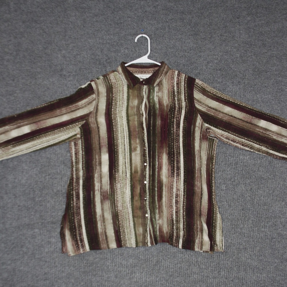 Counterparts Shirt Womens XL Striped Button Up Long Sleeve Polyester Casual